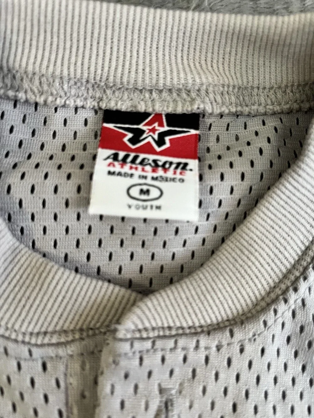 Alleson Athletic Gray Mesh Baseball Shirt Sleeveless Jersey Henley Youth Medium